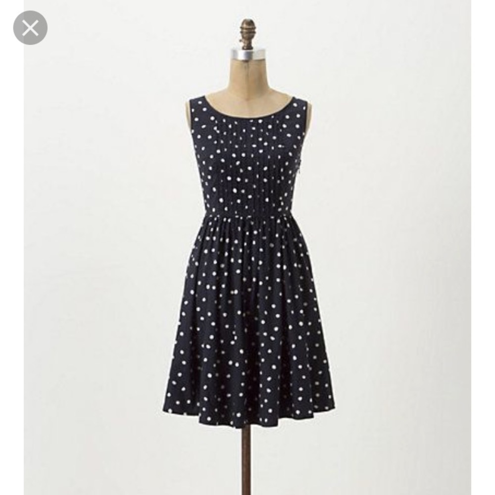 Anthropologie navy polka dot dress